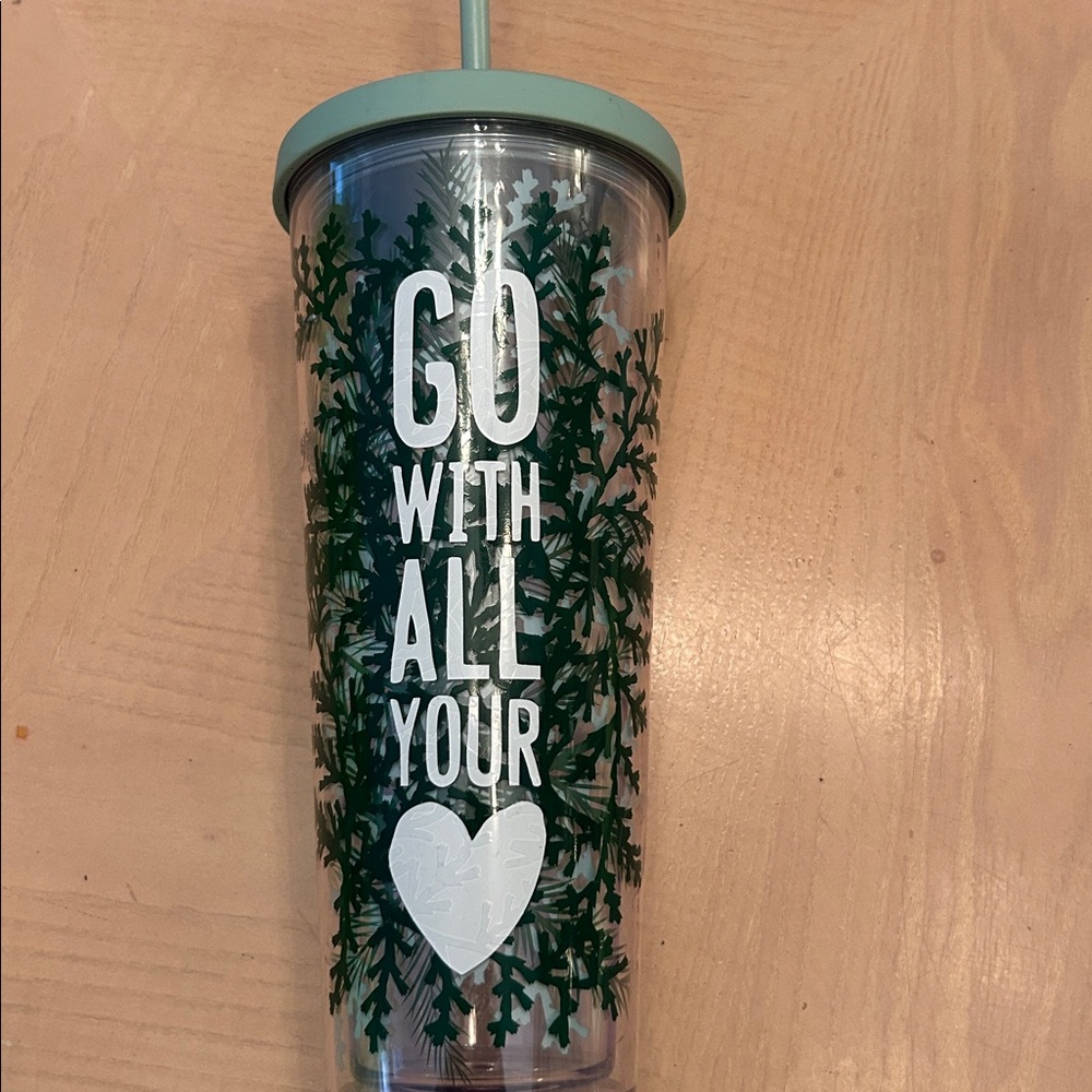 Starbucks 2017 "Go With All Your Heart" Venti Tumbler 24oz with a straw
